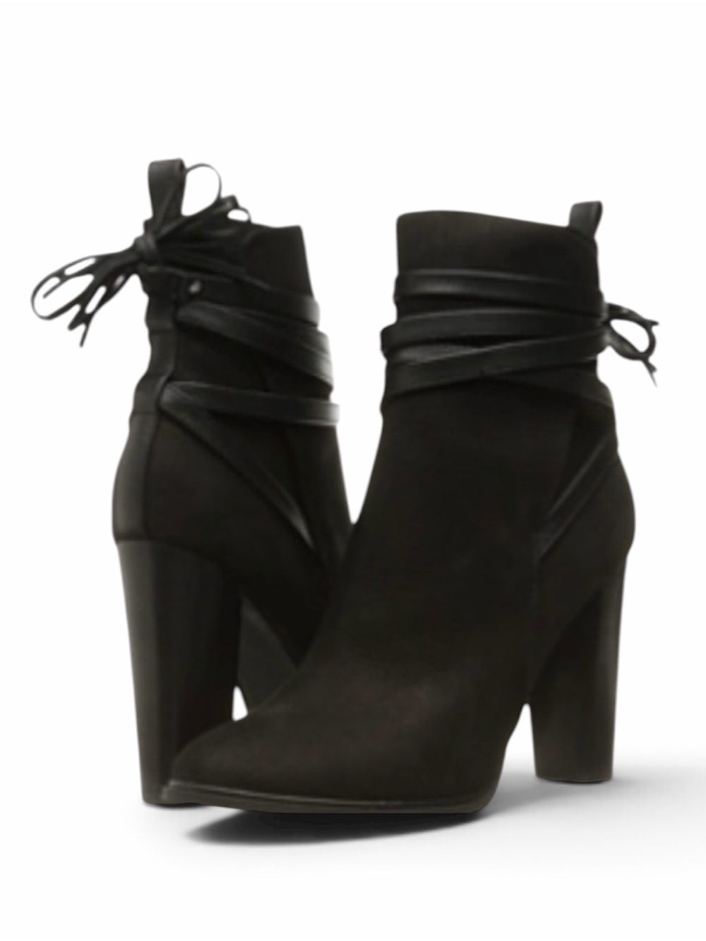 Steve Madden Black Nubuck Leather High Heel Gaybel Ankle Boots Size 9.5